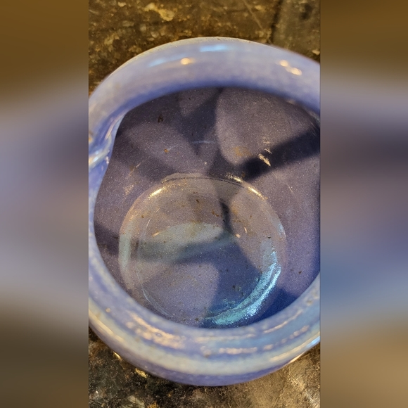 Kings Pottery Seagrove, North Carolina. Blue Speckled Pottery Basket 1997 - Picture 11 of 12